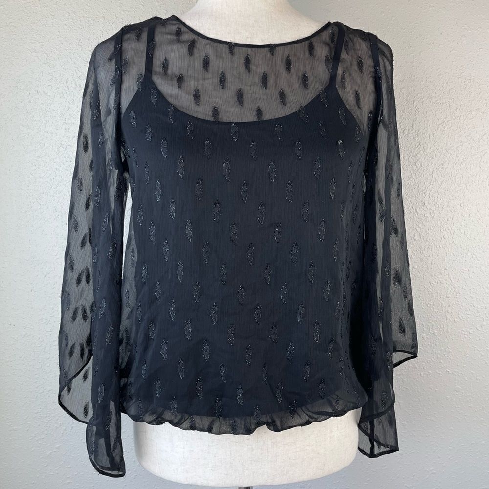 NWT Alfani Black Blouse Top Size PP